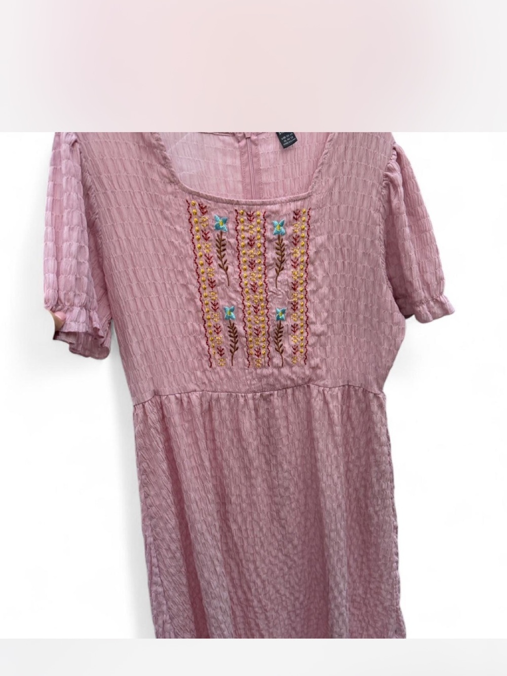 SHEIN Dusty Pink Embroidered Midi Dress